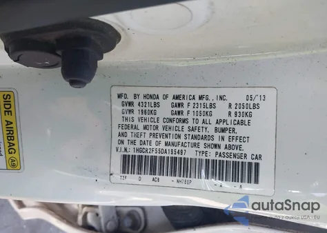 2013 Honda Accord Sport из США, поврежденный, VIN 1HGCR2F55DA195497